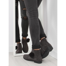 Graue X-15 graue Damenstiefel mit Bommel 1