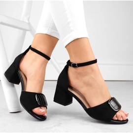 Sergio Leone W SK444A Wildleder-Sandalen mit hohen Absätzen, schwarz 1