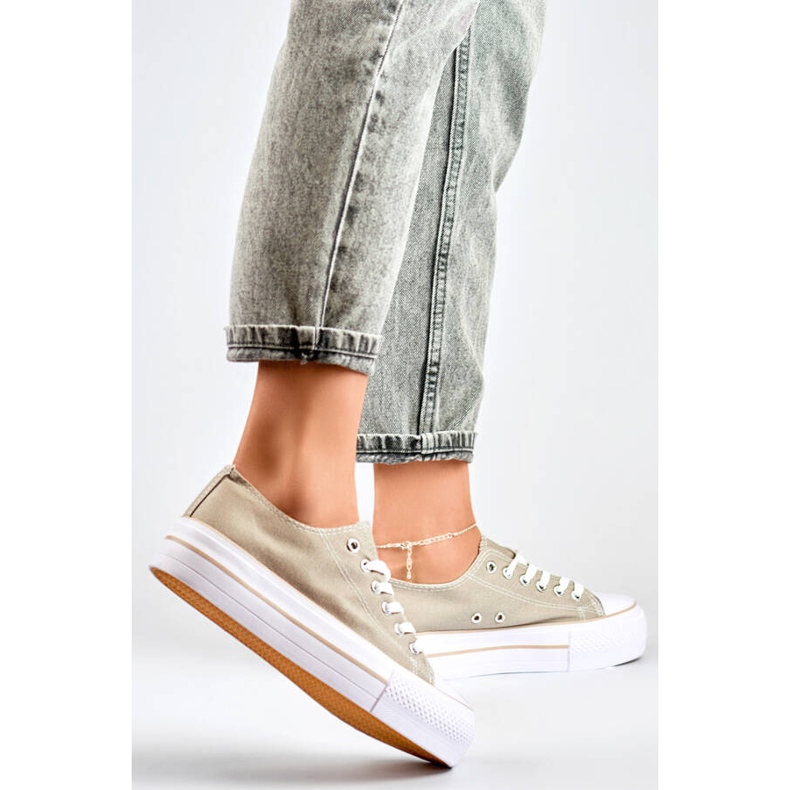 Niedrige Plateau-Sneaker für Damen, grau QY832-36D.G 2