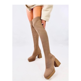 Khakifarbene Stöckelstrümpfe beige 1