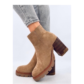 Stiefeletten mit hohem Absatz und Protektor beige 1