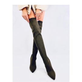 Elastische grüne hochhackige Musketiere 2