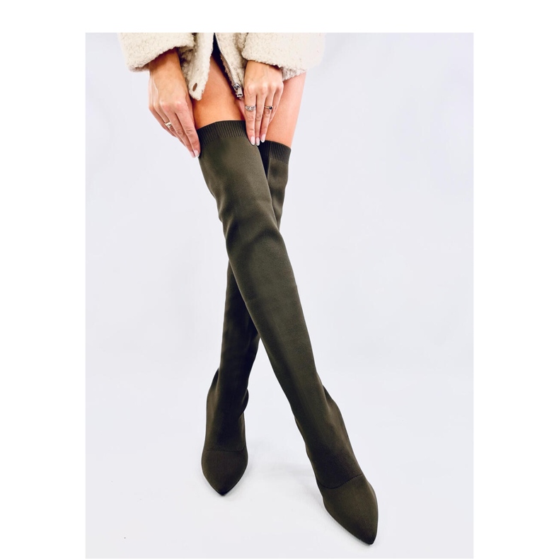 Elastische grüne hochhackige Musketiere 2