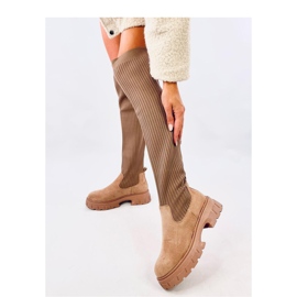 Khakifarbene Sock-Boots beige 1