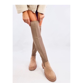 Khakifarbene Sock-Boots beige 2