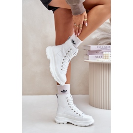 Leder isolierte Frauen -Sneaker auf der massiven Plattform Big Star OO274A598 Weiß 2