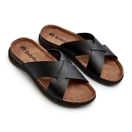 Herrenleder inblu gv00001i schwarze Flip Flops 1