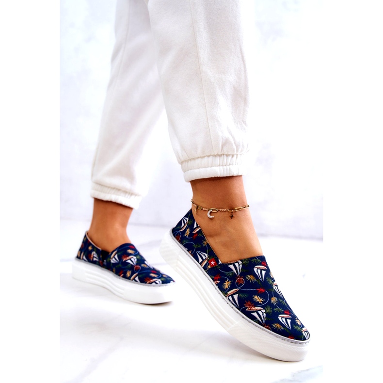 Damen Sneakers Slip On Memory Foam Big Star JJ276016 Marineblau 2