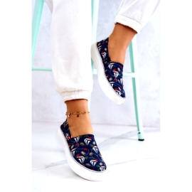 Damen Sneakers Slip On Memory Foam Big Star JJ276016 Marineblau 3