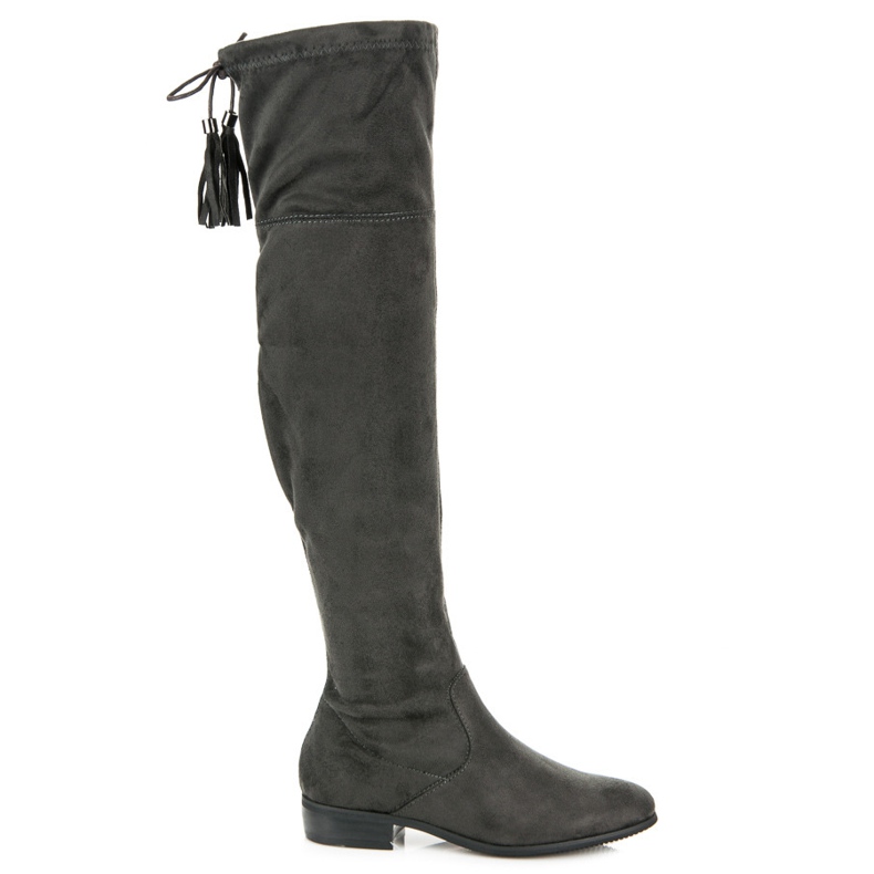 Yes Mile Overknee-Stiefel mit Fransen grau 1