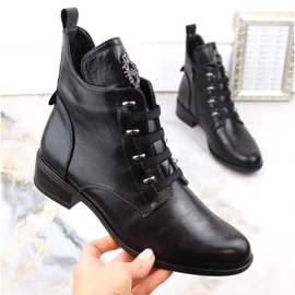 Isolierte Stiefeletten mit flachem Absatz Jezzi W JEZ412A, schwarz 1