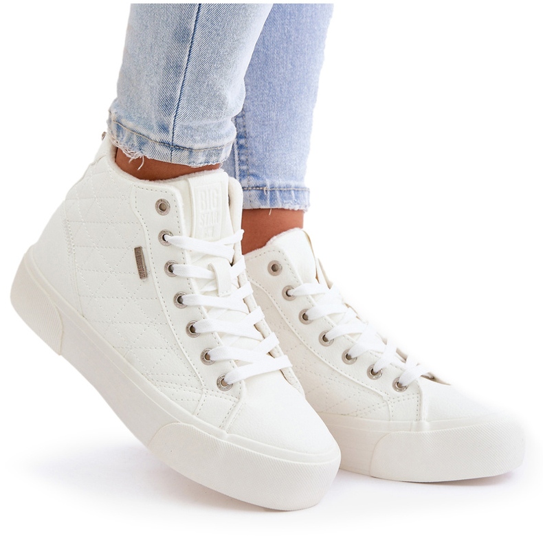 Isolierte Damen-Sneaker mit Nähten Big Star OO274A479 Weiß 4