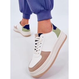 Weiß-khakifarbene Sport-Sneaker für Damen 1