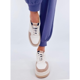 Weiß-khakifarbene Sport-Sneaker für Damen 2