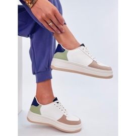 Weiß-khakifarbene Sport-Sneaker für Damen 3
