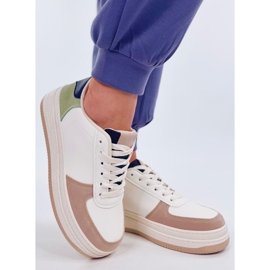 Weiß-khakifarbene Sport-Sneaker für Damen 4