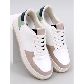 Weiß-khakifarbene Sport-Sneaker für Damen 5