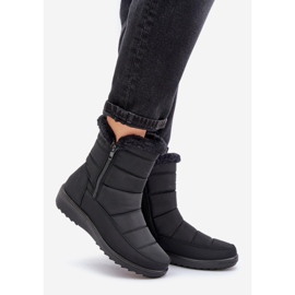 Damen-Schneestiefel mit Reißverschluss und Fell, Schwarz 1