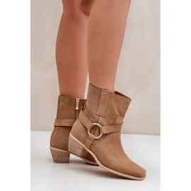 Natürliche Wildleder-High-Heel-Stiefel Zazoo 3444/2 Beige 4