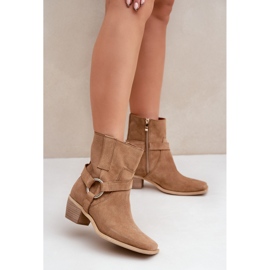 Natürliche Wildleder-High-Heel-Stiefel Zazoo 3444/2 Beige 3