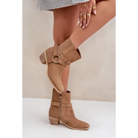 Natürliche Wildleder-High-Heel-Stiefel Zazoo 3444/2 Beige 6