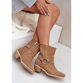 Natürliche Wildleder-High-Heel-Stiefel Zazoo 3444/2 Beige 9