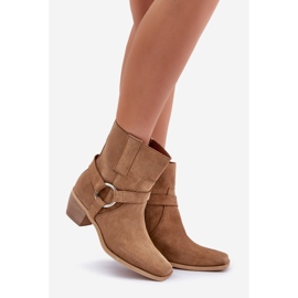Natürliche Wildleder-High-Heel-Stiefel Zazoo 3444/2 Beige 1