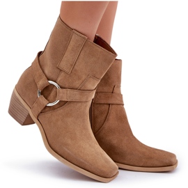Natürliche Wildleder-High-Heel-Stiefel Zazoo 3444/2 Beige 11