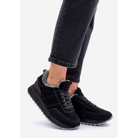 Damen-Sneaker aus Wildleder mit Fell und glänzendem Element Big Star OO274580 Hi-Poly System Schwarz 1