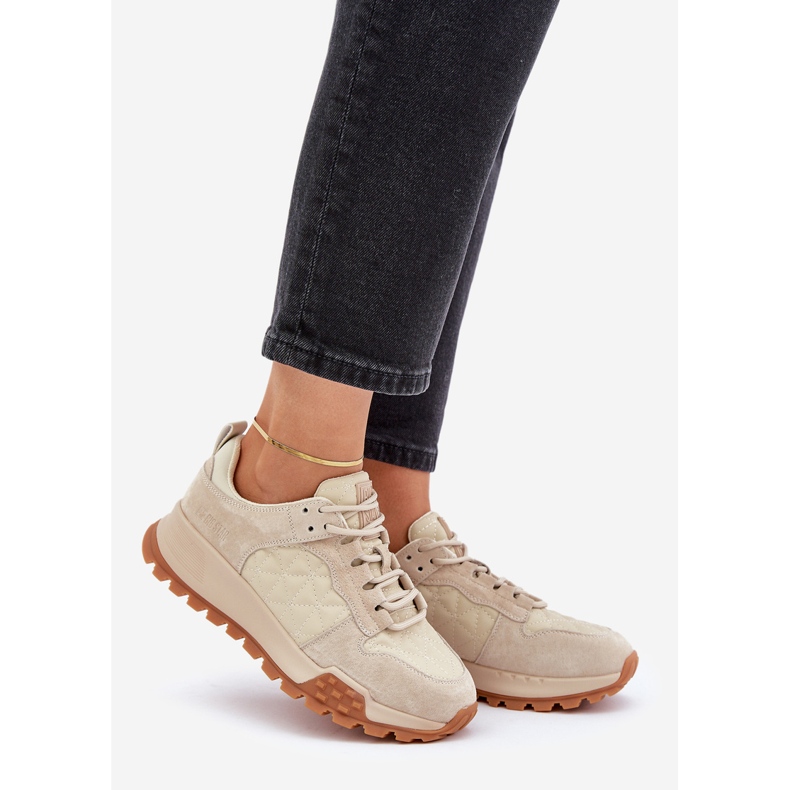 Damen-Ledersneaker Big Star OO274A315 Hi-Poly System Beige 1