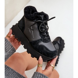 Trapper-Sneaker aus Leder für Damen mit Fell auf der Big Star-Plattform OO274A329 Schwarz 2