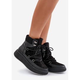 Niedrige Schneestiefel für Damen mit Plateau, Schwarz 1