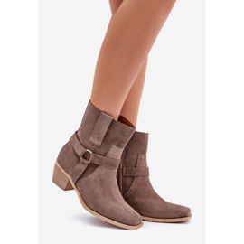 Zazoo 3444/2 Braune High-Heel-Stiefel aus natürlichem Wildleder 1