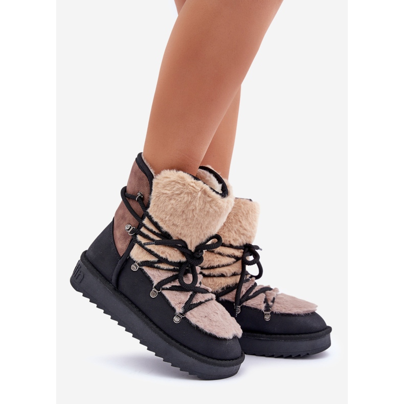 Damen-Schneestiefel mit Fell D.Franklin DFSH370012 Schwarz 1