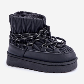 Mit dickem Fell isolierte Kinder-Schneestiefel, Schwarz 8
