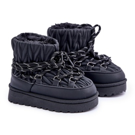 Mit dickem Fell isolierte Kinder-Schneestiefel, Schwarz 9