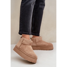 Isolierte Damen-Schneestiefel mit Plateau, dunkelbeige 2