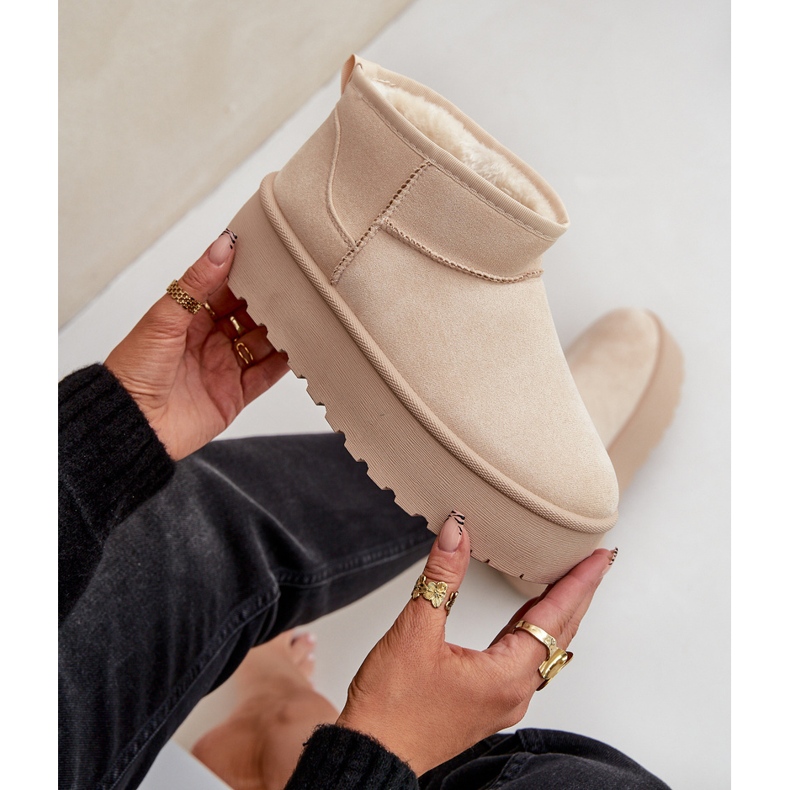 Isolierte Schneestiefel für Damen mit Plateau, Hellbeige 2