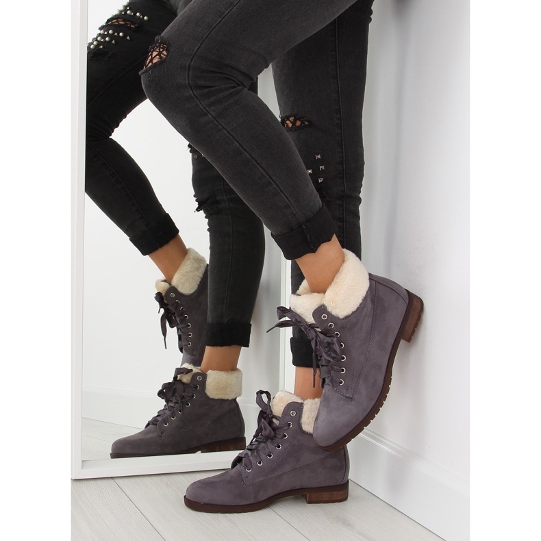 Graue graue Schnürstiefel für Damen NC87 grau 2