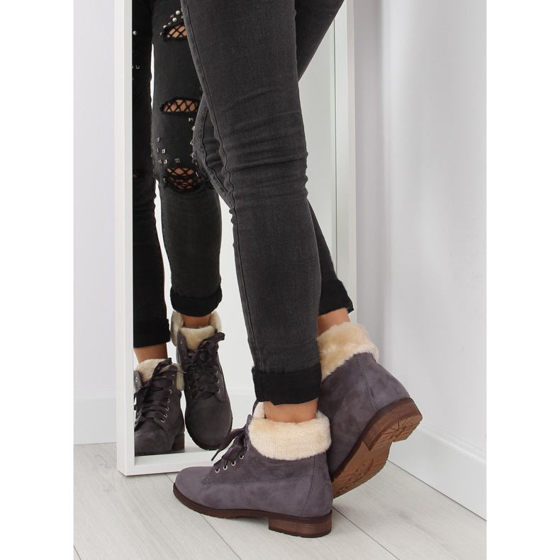 Graue graue Schnürstiefel für Damen NC87 grau 1