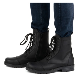 Polnischer High-Top-Herrenschuh aus Leder 2118/2 POLBUT schwarz 2