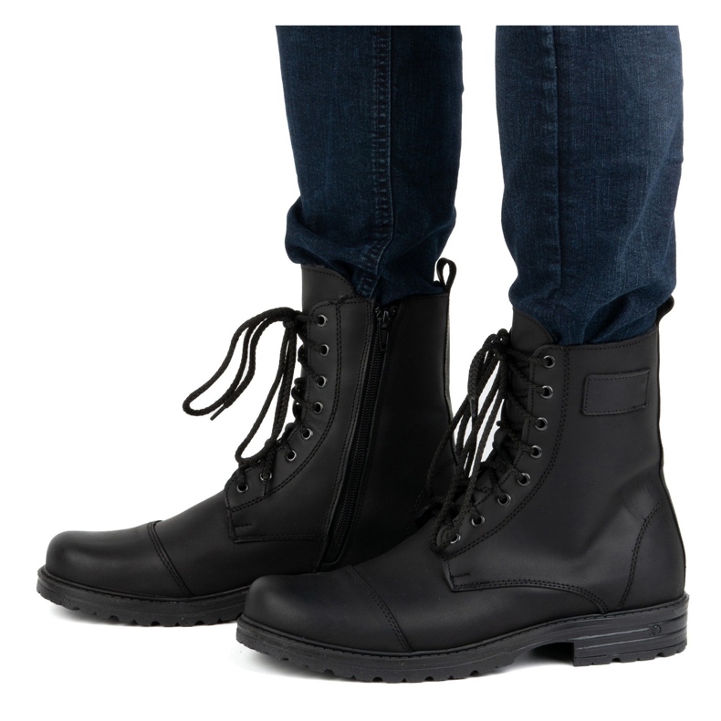 Polnischer High-Top-Herrenschuh aus Leder 2118/2 POLBUT schwarz 2