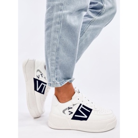 Weiße und schwarze Plateau-Sneaker für Damen 2