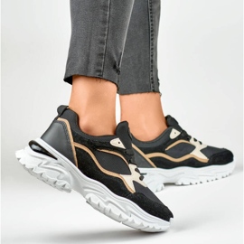 Damen-Sneaker mit dicker Sohle, schwarz 9062-B 1