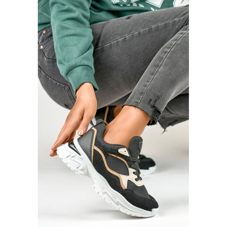 Damen-Sneaker mit dicker Sohle, schwarz 9062-B 2