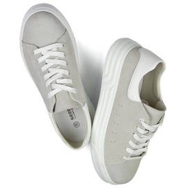 Damen-Sportschuhe aus Leder, grau GD-XF-113G 2