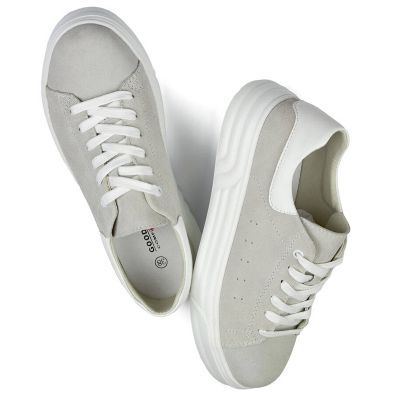 Damen-Sportschuhe aus Leder, grau GD-XF-113G 2