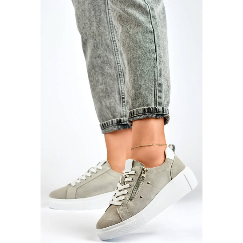 Goodin Damen-Sportschuhe aus Leder auf der Plattform, grau GD-LX1001G 2