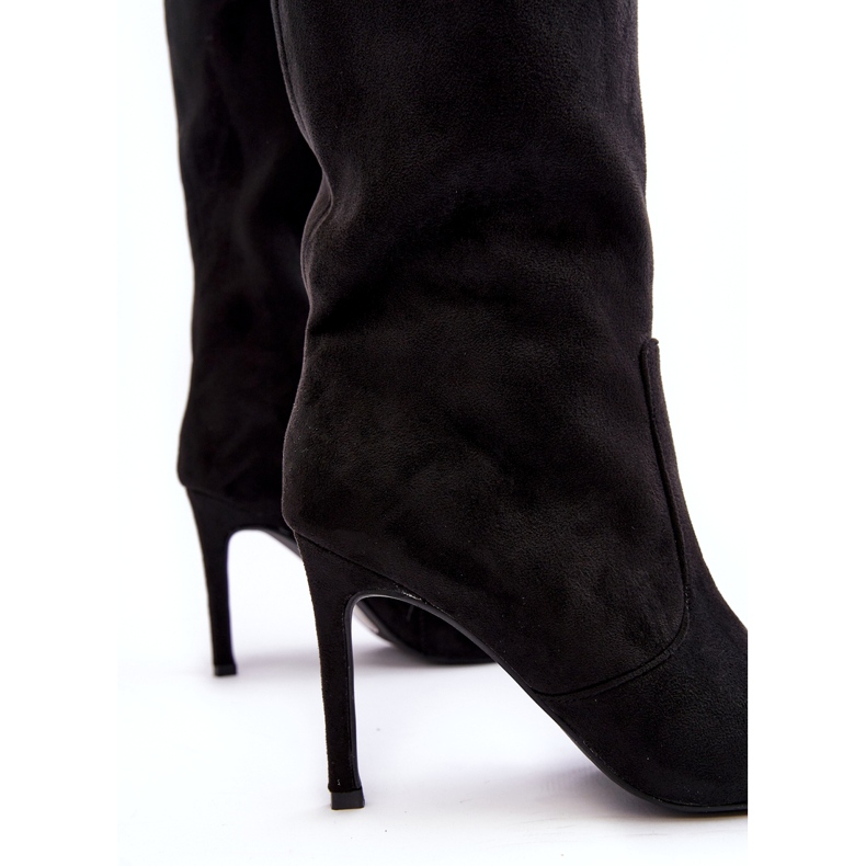 Joalice Damen-Stiefel mit mittelhohem Absatz und hohem Absatz in Schwarz von Odetteia 4