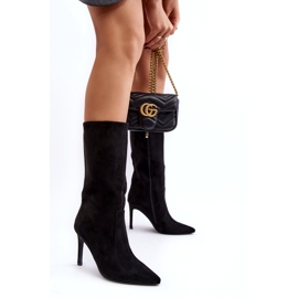 Joalice Damen-Stiefel mit mittelhohem Absatz und hohem Absatz in Schwarz von Odetteia 3